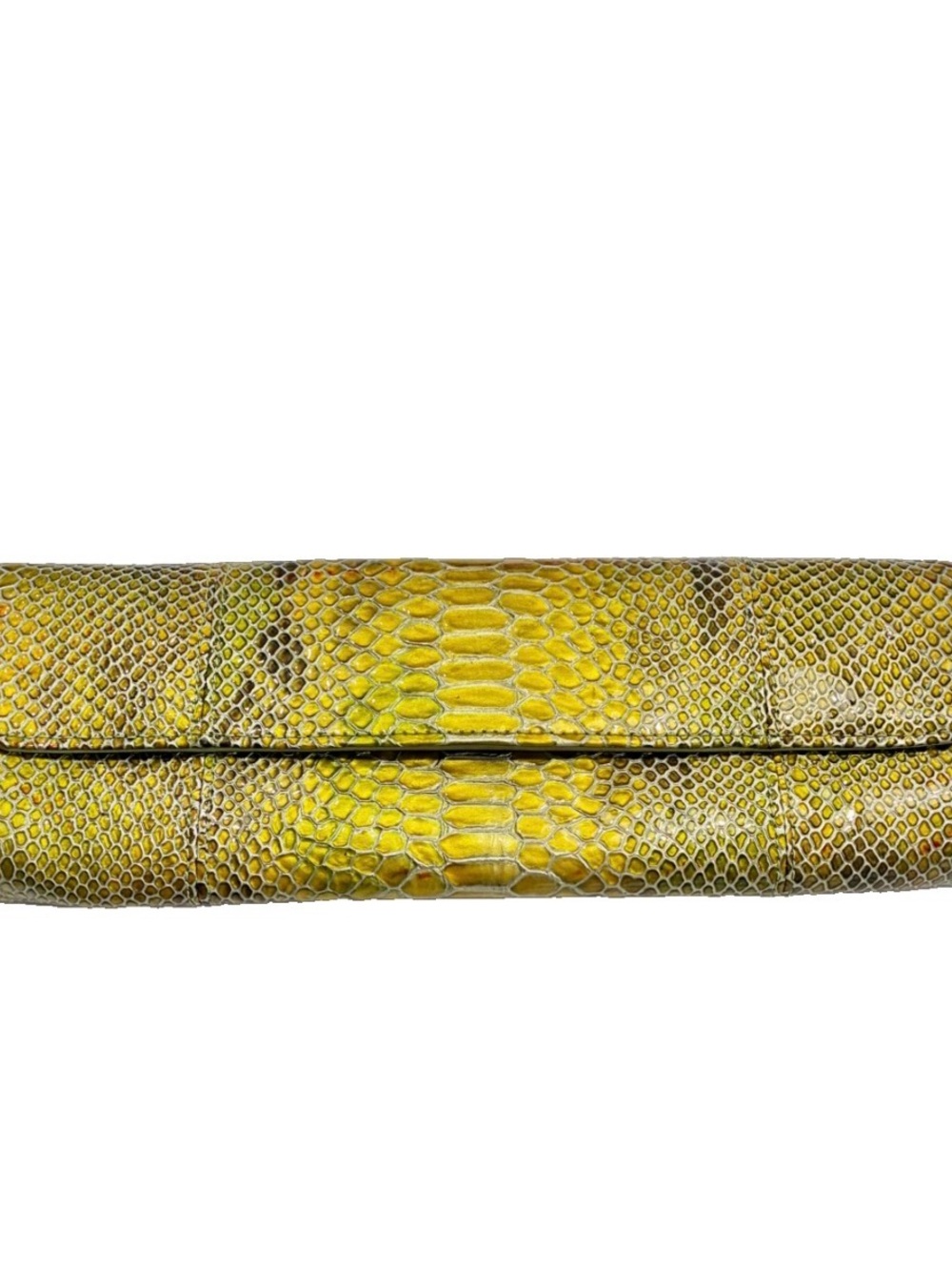 Abas Genuine Python Snakeskin Envelope Clutch Bag Chartreuse Lime Yellow Green